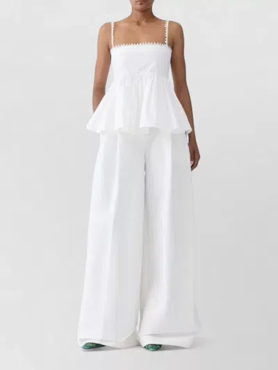 Jacquemus Top Le Haut Traversin White With V-neck And Ruffle Details In Cotton For Women In White