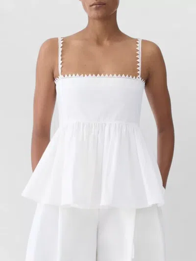 Jacquemus Top Le Haut Traversin White With V-neck And Ruffle Details In Cotton For Women In White