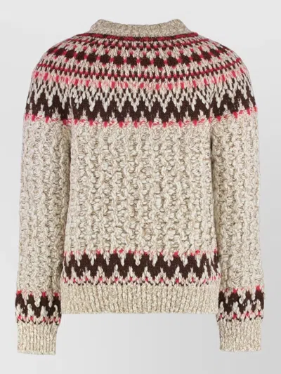 Moncler Jacquard Wool Blend Sweater With Geometric Pattern In Multi