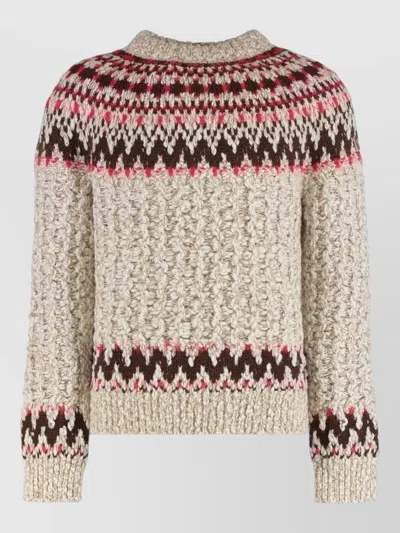 Moncler Jacquard Wool Blend Sweater With Geometric Pattern In Multi
