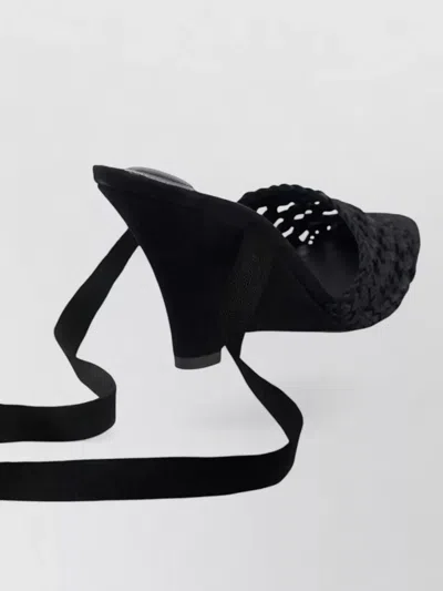 Jacquemus Woven Ankle-tie Heeled Sandals In Black
