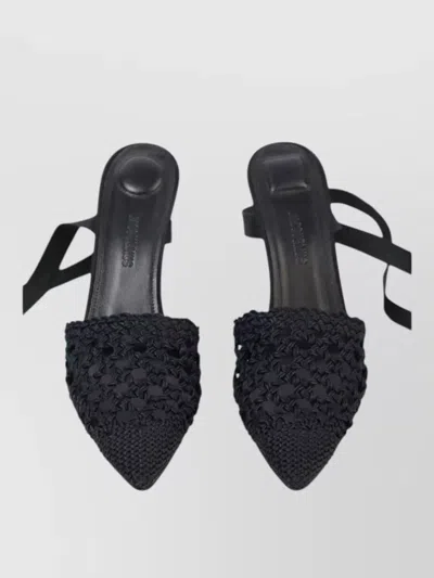 Jacquemus Woven Ankle-tie Heeled Sandals In Black