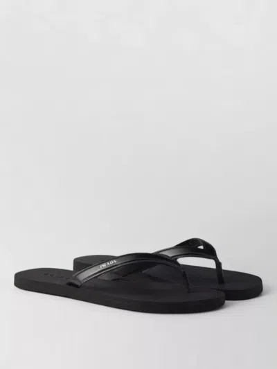 Prada Mini Brushed Leather Flip-flops For Summer Style In Black