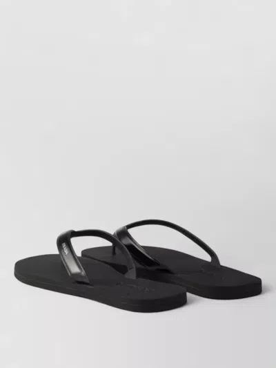 Prada Mini Brushed Leather Flip-flops For Summer Style In Black