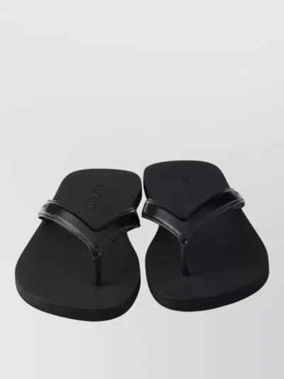 Prada Mini Brushed Leather Flip-flops For Summer Style In Black