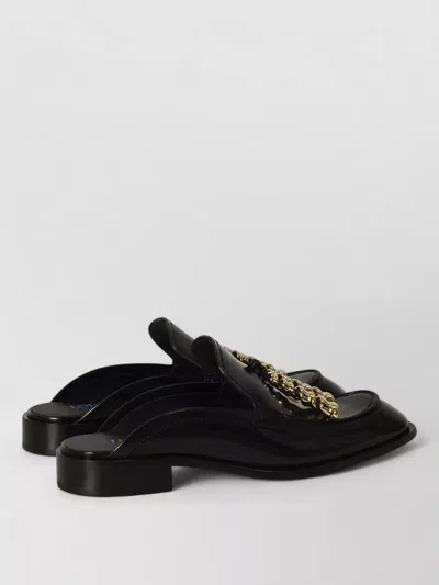 Loewe Black Leather Loafers