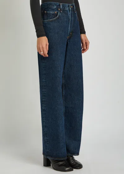 Agolde Womens Reissue (true Ind Rinse) Harper Straight-leg Stretch-denim Jeans In Blue