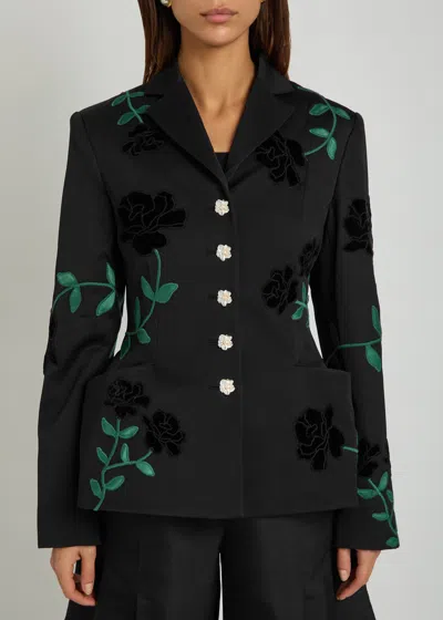 Patrick Mcdowell Elise Floral-pattern Jacket In Black