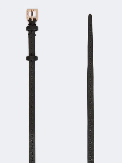 Max Mara Buckle Mini Leather Belt In Black