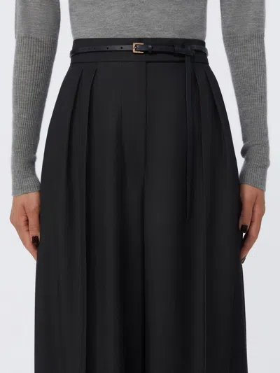 Max Mara Buckle Mini Leather Belt In Black