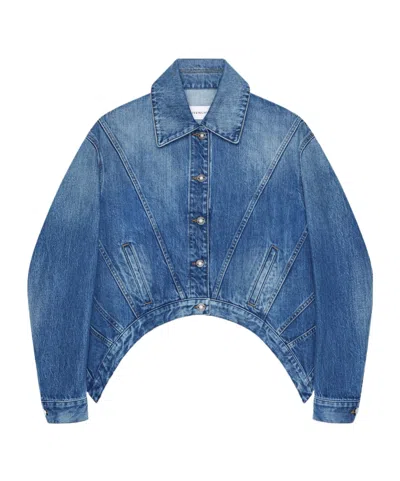 Givenchy Trapeze Jacket In Medium Blue Denim In Blue