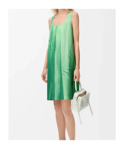 Loewe Gradient-print Crinkled Cotton Mini Shift Dress In Green