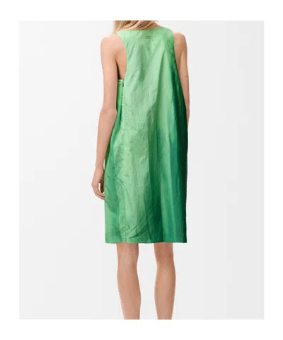 Loewe Gradient-print Crinkled Cotton Mini Shift Dress In Green