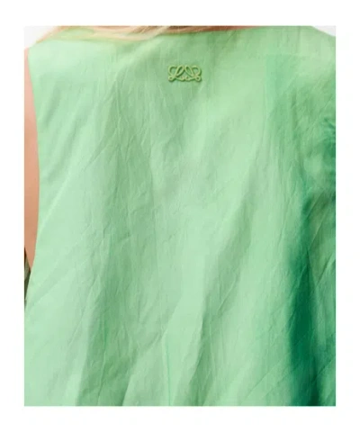 Loewe Gradient-print Crinkled Cotton Mini Shift Dress In Green