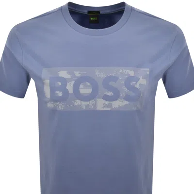 Boss Athleisure Boss Globe Logo T Shirt Blue In Blue