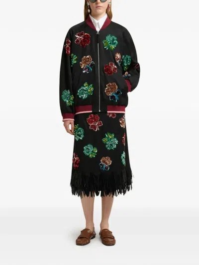 Marni Sequin Flower Bomber Jacket In Multi