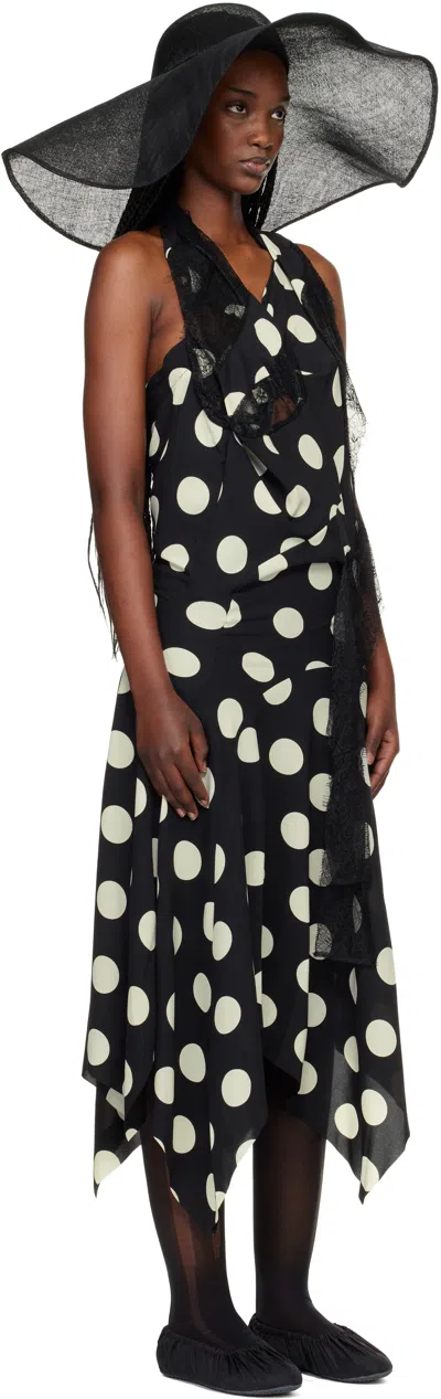 Junya Watanabe Polka Dot Halter Midi Dress Asymmetric Lace In Multi