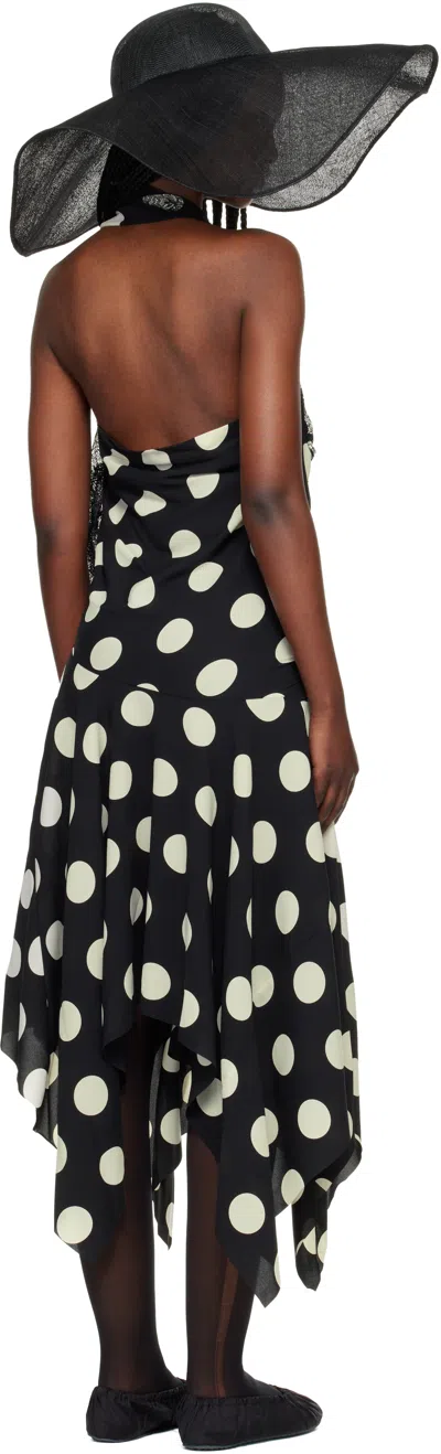 Junya Watanabe Polka Dot Halter Midi Dress Asymmetric Lace In Multi