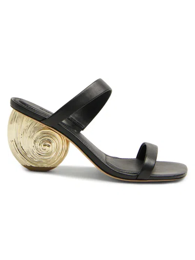 Simkhai Marion Metallic Leather Shell Heel In Black