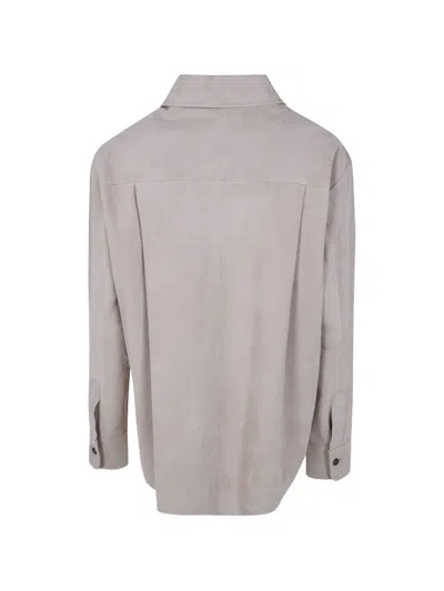 Drhope Classic Suede Overshirt In Neutral