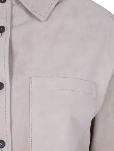 Drhope Classic Suede Overshirt In Neutral