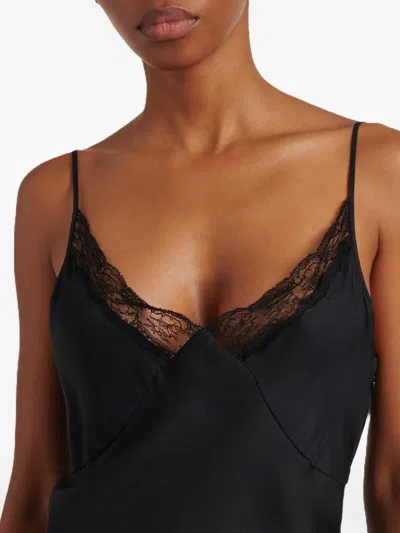 The Row Barina Lace-trimmed Silk-twill Midi Dress In Black