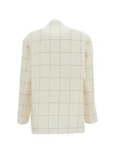 Dušan Mandarin Checked Jacket In Neutral
