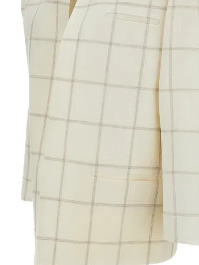 Dušan Mandarin Checked Jacket In Neutral