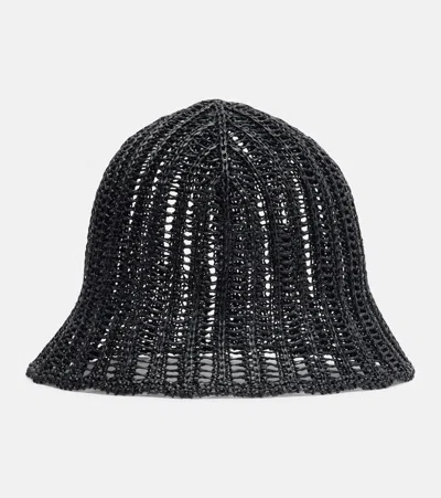 Brunello Cucinelli Techno Raffia Bucket Hat In Black