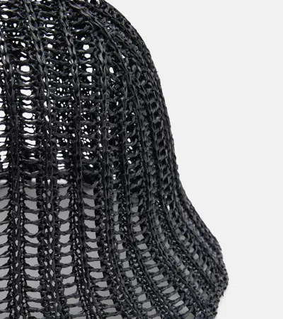 Brunello Cucinelli Techno Raffia Bucket Hat In Black