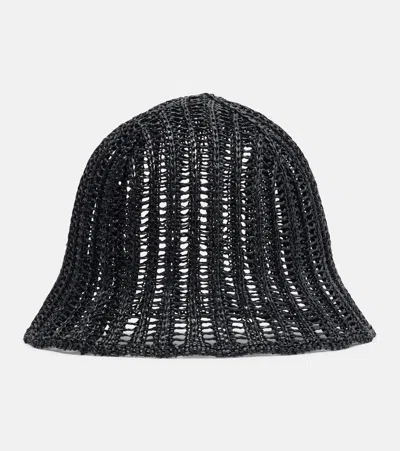 Brunello Cucinelli Techno Raffia Bucket Hat In Black