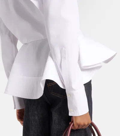 Stella Mccartney Womens Pure White Peplum-waist Tailored Cotton Shirt