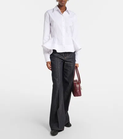Stella Mccartney Womens Pure White Peplum-waist Tailored Cotton Shirt