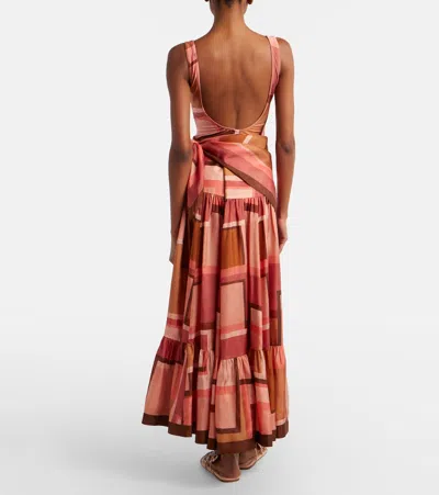 Zimmermann Como Printed Silk Maxi Skirt In Multi
