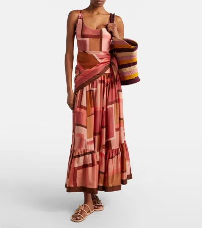 Zimmermann Como Printed Silk Maxi Skirt In Multi