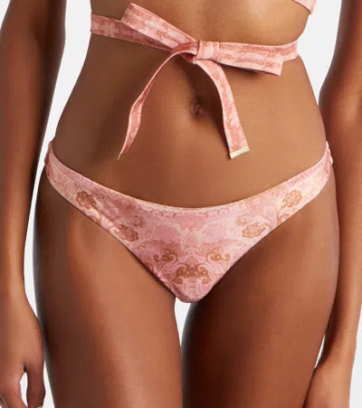 Zimmermann Como Printed Ruffled Bikini In Pink