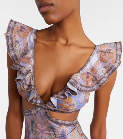 Zimmermann Como Cutout Printed Swimsuit In Multi