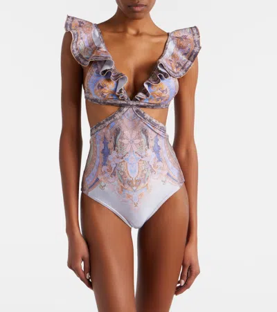 Zimmermann Como Cutout Printed Swimsuit In Multi