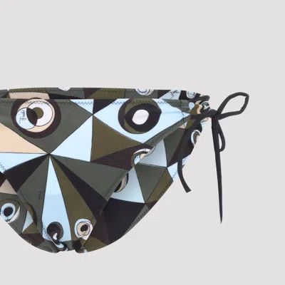 Pucci Geometric Low Rise Polyamide Bikini Bottom In Green