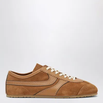 Dries Van Noten Women Beige Low-top Sneakers With Two-tone Lace-up In Suede Woman In Brown