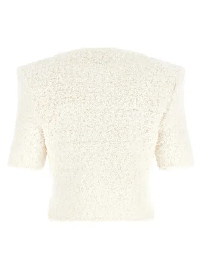 Balmain Cardigan Tweed Plumetis Sweaters And Cardigans White In White
