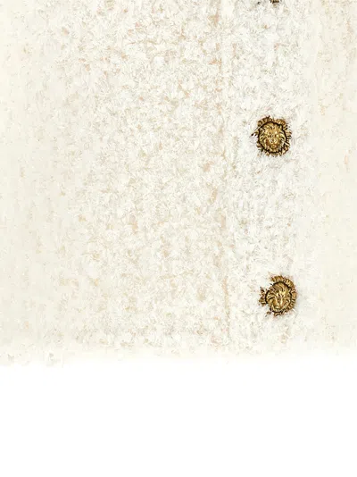 Balmain Cardigan Tweed Plumetis Sweaters And Cardigans White In White