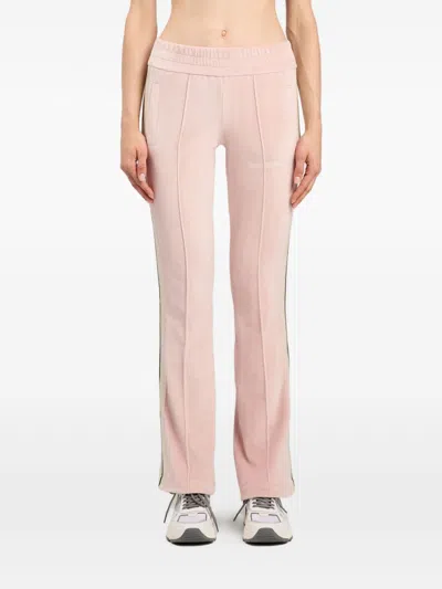 Palm Angels Chenille Track Trousers Flared Leg Stripes In Pink