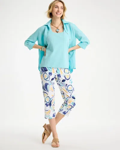 Chico's Brigitte Slim Handpainted Pull-on Capri In Blue