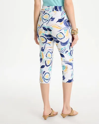 Chico's Brigitte Slim Handpainted Pull-on Capri In Blue