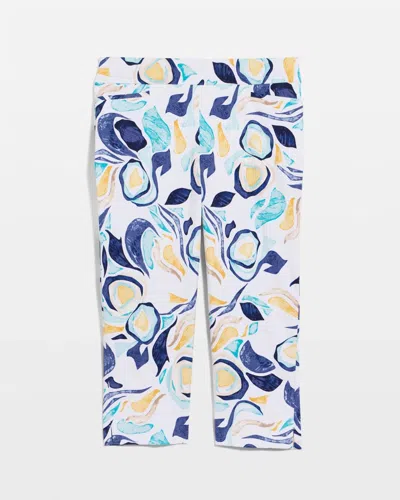 Chico's Brigitte Slim Handpainted Pull-on Capri In Blue