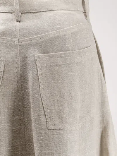 Alysi Flared Linen Skirt In Neutral