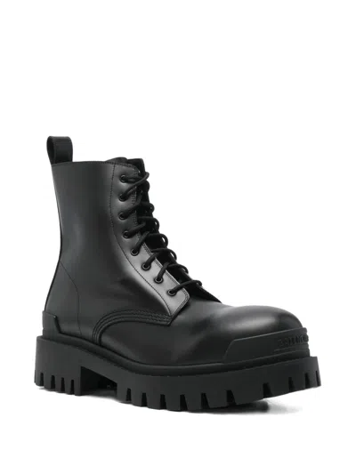 Balenciaga Leather Boots With Maxi Rubber Sole In Black