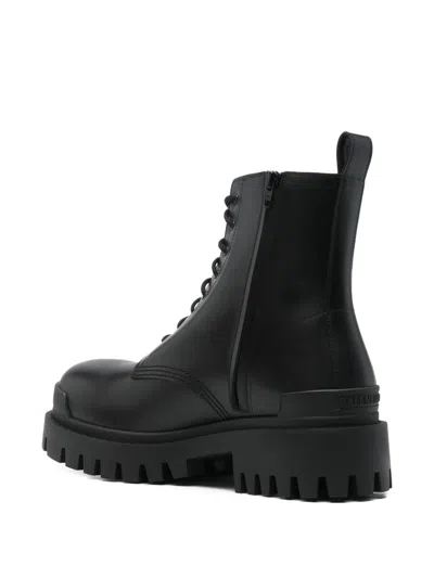 Balenciaga Leather Boots With Maxi Rubber Sole In Black