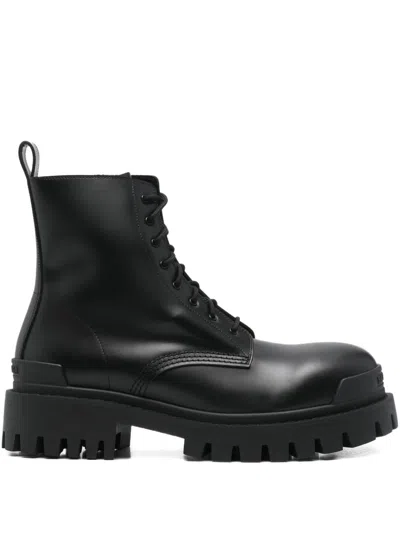 Balenciaga Leather Boots With Maxi Rubber Sole In Black